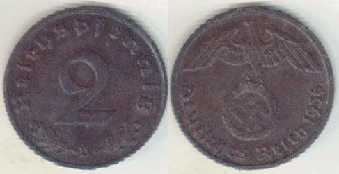 1936 D Germany 2 Pfennig A000100